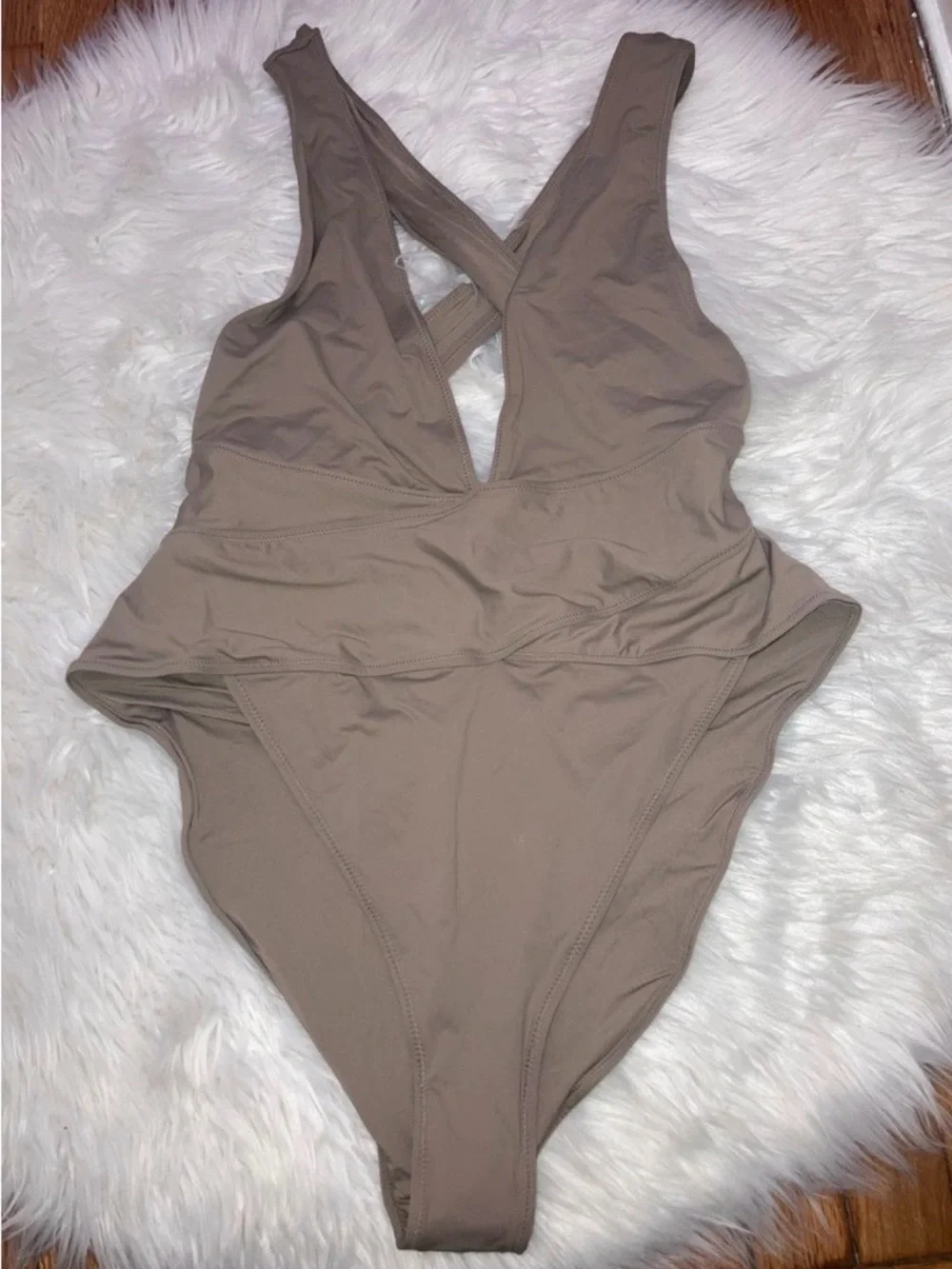 SKIMS Recycled Swim Cut Out Plunge One Piece Swimsuit Desert Size 3X NWT